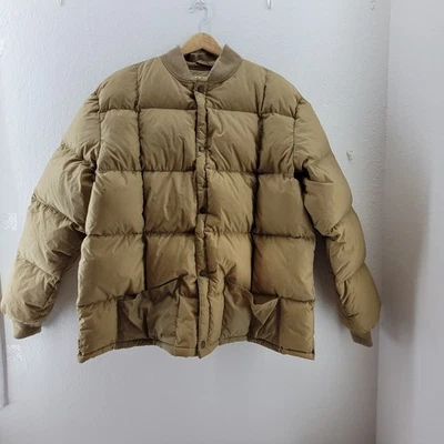 Cabela's Thermal Layer Jacket Premier Goose Down Puffer Mens XL Tall Tan VTG - Image 1 of 4