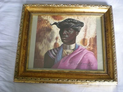 Estampado vintage firmado a mano Tretchikoff Xhosa Chief 1957 Foto 1 de 4