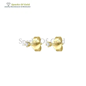 0.02 Ct Micro Diamond Stud Earrings 14k Yellow Gold Party Wear Jewelry Gift - Picture 1 of 5