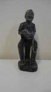 Black stone, 8 inches high man sculpture state by Artist - Picture 1 of 8