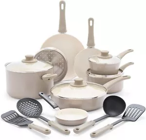 GreenLife Soft Grip Healthy Ceramic Nonstick 16 Piece Kitchen Cookware Pots a... - Picture 1 of 10