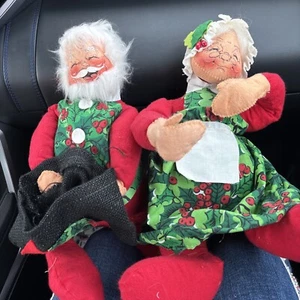 Vintage Annalee Santa & Mrs Claus 1963 Draht 19" bewegliche Weihnachtspuppen - Bild 1 von 5