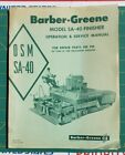 Vintage 1961 Barber-Greene Model SA-40 Finisher Parts Manual 2M-5-61-Sh