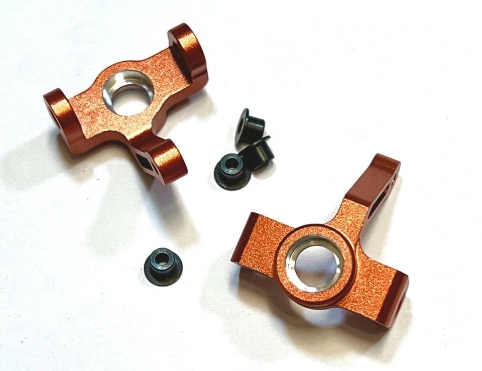680002 ORANGE ALUMINIUM STEERING HUB CASTER MOUNTS  1:18 HSP SCALE ROCK CRAWLER - Image 1 of 1
