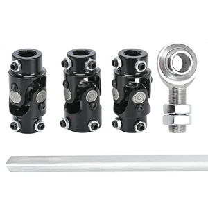 Steering Box Black U Joint 36" Steel Steering Shaft + 3/4" Support Bearing Kit - Picture 1 of 17
