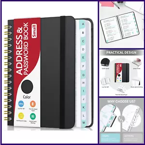Small Address Book with Alphabetical Tabs Phone Book Password Keeper with Spiral - Picture 1 of 8