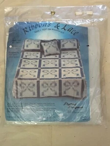 NOS Ribbons and Lace Quilt Top Pillow Kit by Flying Fingers, Inc. - Picture 1 of 2