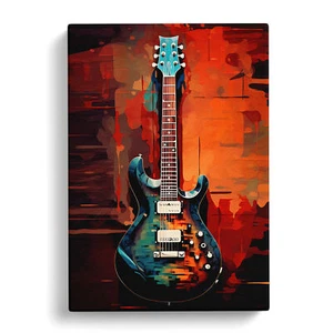 Chitarra elettrica digitale tela wall art stampa quadro incorniciato decorazione soggiorno - Foto 1 di 4