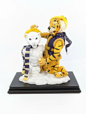 LSU Christmas MIKE THE TIGER Mascot & Snowman SLAVIC TREASURES Figurine Clothic Cover
