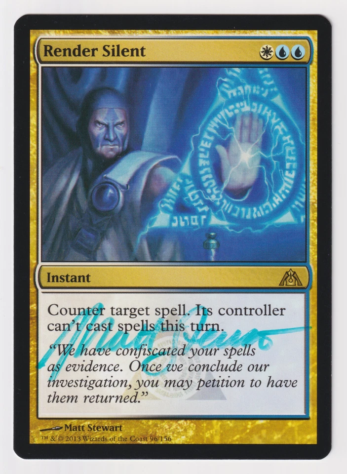 Blue Signed Render Silent LP Dragon's Maze Artist Matt Stewart 2013 MTG Magic! - Image 1 of 2