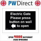 SE121 ELECTRIC GATE PRESS BUTTON TO OPEN ARROW LEFT SIGN ENTRY EXIT WAY ENTER