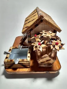 Cabana con vasca idromassaggio Tiki decorazione da tavolo bambù e tela fatta a mano piccola bambola taglia - Foto 1 di 14