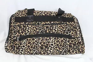 Leopard Print Travel Weekend Bag Top Zip Small Duffel Shoulder Strap - Picture 1 of 18