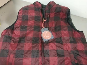 Chaleco a Cuadros Rojo Cremallera Completa Vintage Impermeable Reversible Para Hombre XXL-NUEVO CON ETIQUETAS - Imagen 1 de 15