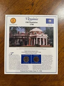 2000 Virginia Statehood Commemorative Quarters Panel P&D, PCS, Stamps - Picture 1 of 2