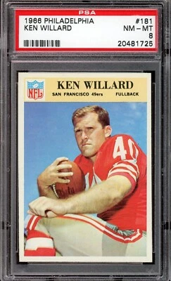 1966 Philadelphia Football #181 Ken Willard PSA 8 - Image 1 of 2