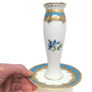 Antik KPM Germany Hutnadel Halter handbemalt floral Goldrand Ring Tablett Vintage - Bild 1 von 10