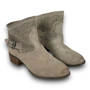 Naughty Monkey Tan Suede Leather Laser Cut Ankle Boots Womens Size 8   101/5