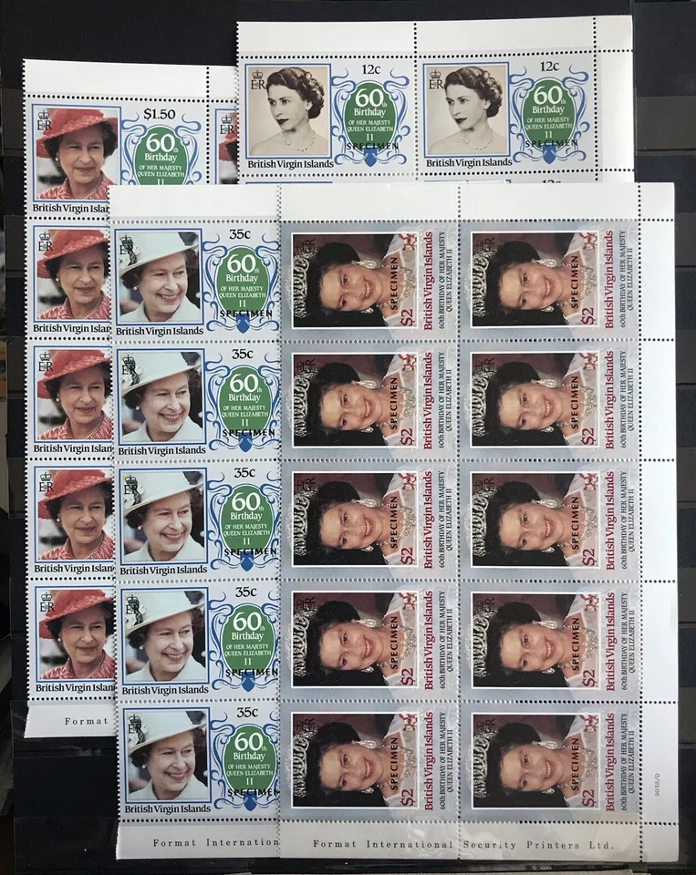 10x British Virgin Isl. - Queen Mother  - stamps / Timbres “Specimen” MNH** C10 - Image 1 of 1