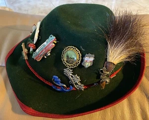 Tyrolian Vintage Alpine Hat w/pins and Gamsbart brush - Picture 1 of 3