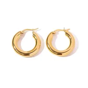 18K Gold-filled & tarnish free Thick Hoop Earrings-Chunky Gold Hoops for Women - Picture 1 of 5