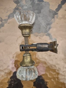 Antik Vintage Glastür Knopf Set mit Kolben - Bild 1 von 4