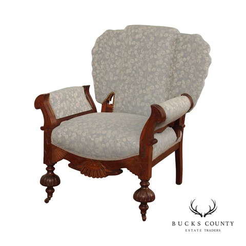 Antique Victorian Eastlake Carved Mahogany Peacock Chair Cover