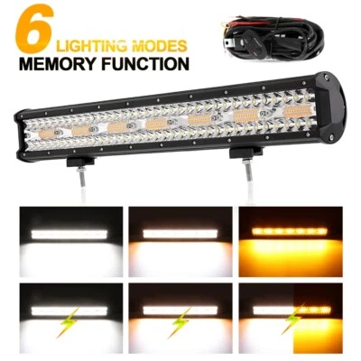 Barra de luces de trabajo LED AUXBEAM 20" pulgadas blanco ámbar 6 modos estroboscópico para camioneta Ford Foto 1 de 4