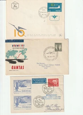 (3) WORLWIDE FIRST DAY ISSUE AIR MAIL COVERS FROM ISRAEL/SWEDEN/AUSTRALIA - Image 1 of 2