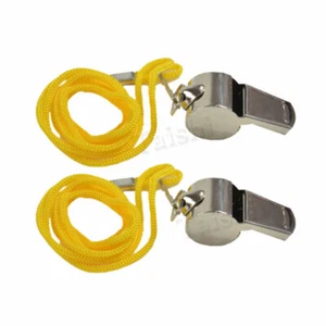 2X TOP METAL REFEREE'S SPORTS WHISTLE KEYRING SCHOOL PE FOOTBALL RUGBY GAME NEW - Picture 1 of 7
