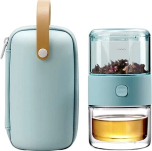 Juego de té de viaje Zenz Tritan aguamarina acero inoxidable nuevo al por menor premio $36 2017 - Imagen 1 de 12