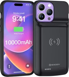 Battery Case for iPhone 14 Pro Max,14 Plus 10000mAh,Qi Wireless Charging, - Picture 1 of 7