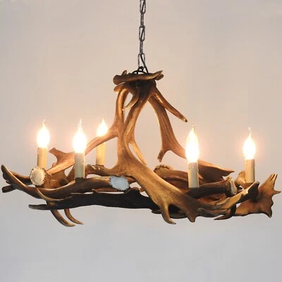 Real Round Fallow Deer Antler Chandelier - Image 1 of 4