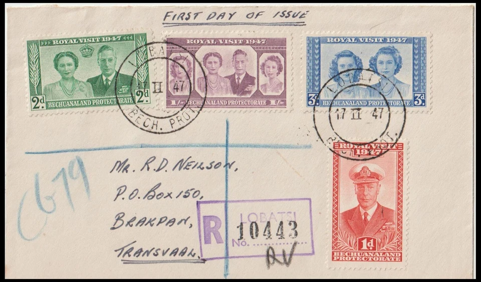 BECHUANALAND PROTECTORATE 1947 ROYAL VISIT FDC (F) - Image 1 of 1