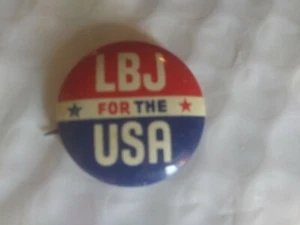 Lyndon Johnson Prendedor Presidencial Trasero Campaña Botón LBJ Para Estados Unidos Político  - Imagen 1 de 2