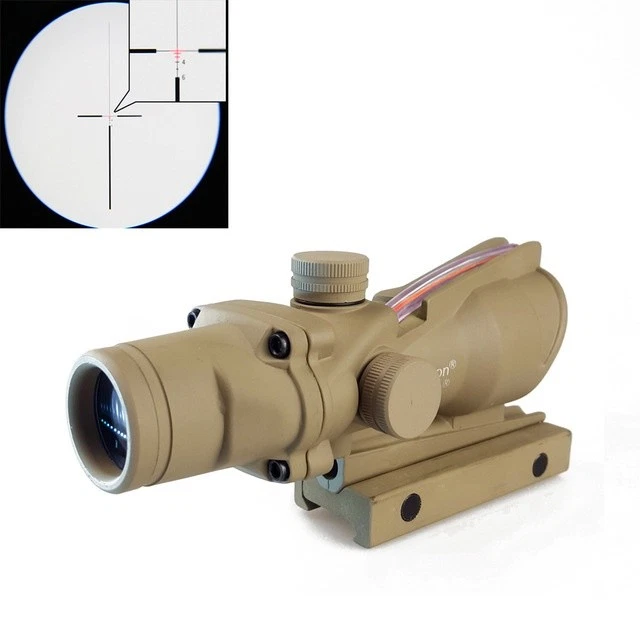 4X32 ACOG Tactical Real Fiber Optic Red Illuminated Riflescope Tan Color - Image 1 of 3