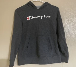 CHAMPION Youth Hoodie Sweatshirt Size Medium Gray Pockets Pullover L/S EUC - Picture 1 of 7