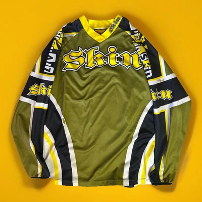 Camiseta deportiva de carreras Skin Industries vintage para hombre L amarilla negra Y2K viviendo en piel Foto 1 de 4