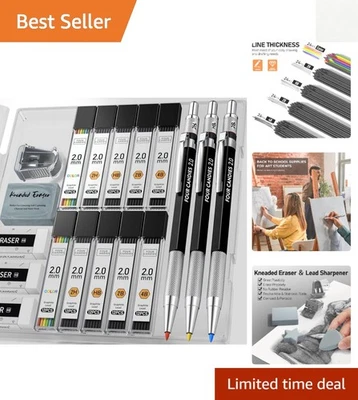 Versatile 2MM Mechanical Pencils with 120 Refills & Ergonomic Grip Design - Image 1 of 4