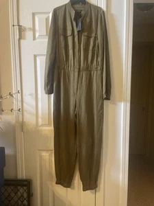 Banana Republic Womens Size 8 Olive Tencel Flight Suit Jumpsuit Jogger Sci-Fi - Picture 1 of 8