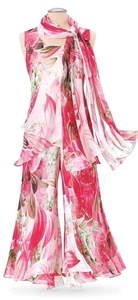 Pyramid Collection Blumen Hose Set Ärmellos Top Schal & Palazzo Hose SetXL  - Bild 1 von 13
