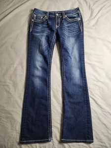 Miss Me Jeans Bootcut Damen Gr. 31x32 Dark Wash Low Rise Strass Grunge Punk - Bild 1 von 10