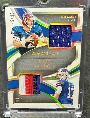 Josh Allen Jim Kelly Dual Patch 2022 Panini Immaculate /99 4 Color Worn Bills - Image 1 of 2