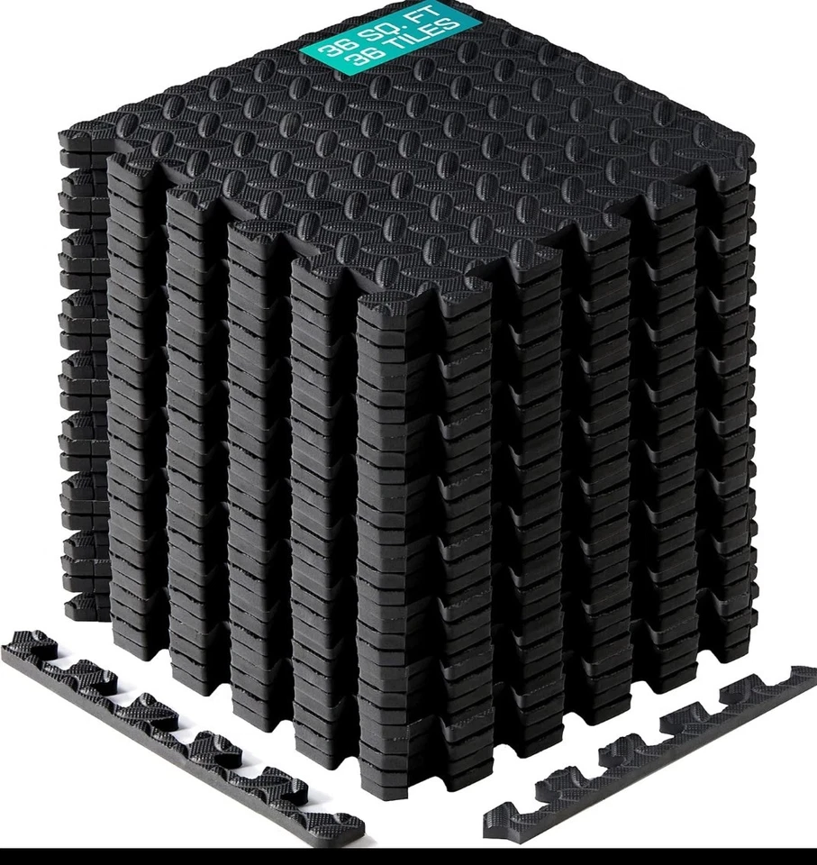 Tapetes de espuma para exercícios intertravados Yes4All com borda - 36 pés quadrados - Imagem 1 de 4