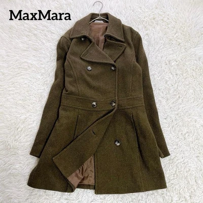 Abrigo Largo Max Mara Espiga Tweed Doble Lana Talla:40/S:6 131583K Auténtico Foto 1 de 4