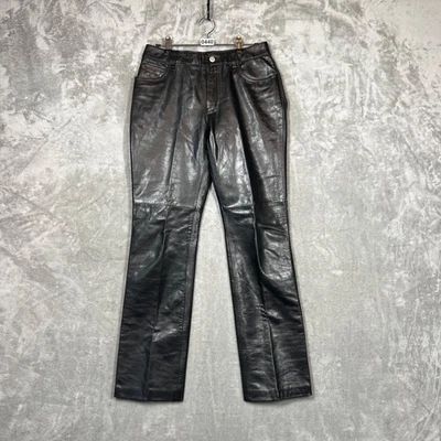 Pantalones De Colección Gap Cuero Genuino Para Mujer 4 Bootcut Forrados Negros Y2K Motociclista Grunge Foto 1 de 4