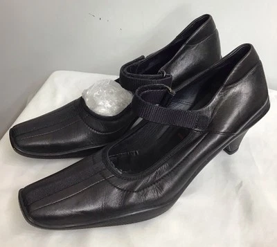 Prada Pump Cuero Negro Tacón Bajo Puntera Cuadrada Vintage Talla 38.5 Foto 1 de 4