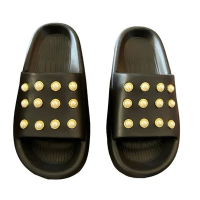 Kenneth Cole Mello Faux Pearl Studded Platform Slip On Slides NEW Size 10 - Image 1 of 4