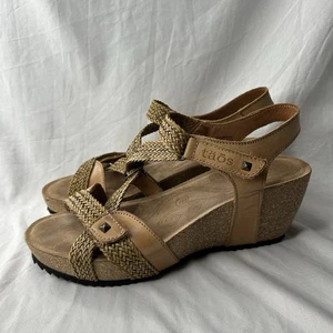 Taos Womens Trulie Tan Leather Woven Slingback Sandals Size8/8.5 EU39 - Picture 1 of 7
