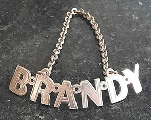 Fine Silver Plated 'BRANDY' Decanter Tag / Label in Curved Initials - Picture 1 of 2